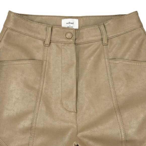 Aritzia Wilfred Rebel Slim Vegan Leather Pants Tawny Size 0 - Picture 5 of 8